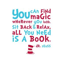 you can fine magic wherever you look svg, dr seuss svg, cat in the hat svg, dr seuss quotes, dr seuss book svg, dr seuss