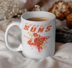 phoenix basketball vintage mug, suns 90s basketball graphic coffee mug