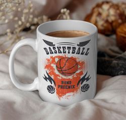 vintage phoenix basketball mug, suns 90s basketball graphic coffee mug