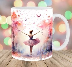 watercolor ballerina mug, 11oz and 15oz mug, mug design
