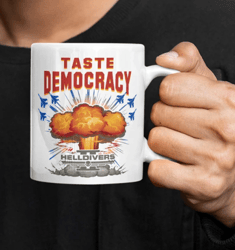 helldivers 2 mug, helldivers taste democracy, 11oz 15oz,
