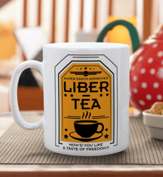 liber-tea helldivers 2 mug, helldivers taste democracy ceramic cup, gift for her, gift for him