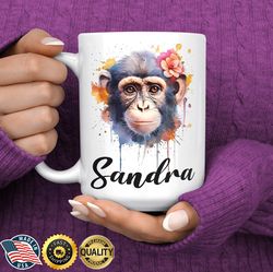 monkey mug, personalized monkey gift, monkey coffee mug