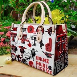 texas tech red raiders leather bag, women leather hand bag