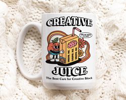 Retro Creative Juice Coffee Mug, Groovy Colorful Mug, Coffee Lover Gift Idea, 80S Retro Quote, Artist Gift Mug
