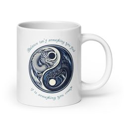 dragon yin-yang balance mug - white ceramic - dishwasher and microwave safe - 3 sizes - art mug