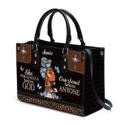 god can stand before anyone leather bag, god leather handbag, christian gifts for women leather bag