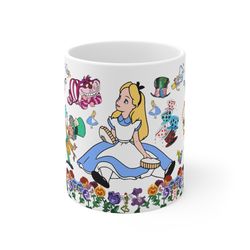 alice in wonderland, alice in wonderland 11oz mug, mad hatter mug, queen of hearts gifts, cheshire cat mug, red queen