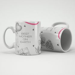 best mother on earth mug, mothers day gift mug, botanical floral mug, mother day mug, gift for mum, floral mug