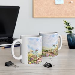 garden mug, wife, mommy mug, flower mug, 11oz, wild flowers, mama mug, watercolor, scenery, flower garden, mothers day