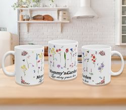 mom mug, mothers day present, wife, mommy mug, flower mug, 11oz mug, this garden grows on love, mama mug