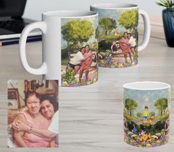 personalized photo coffee mug, 11oz mug, custom collage photo mug, personalized winnie mug, cartoon bear, honey bear mug