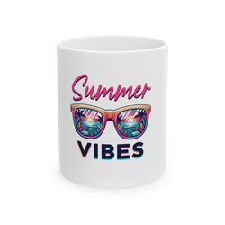 summer vibes mug, ceramic coffee mug, summer mug, summer sunglasses mug