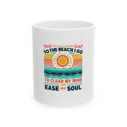 to the beach i go mug, ceramic coffee mug, summer vibes mug, summer mug