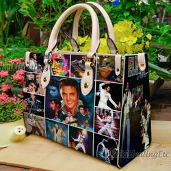 elvis presley vintage leather handbag, elvis presley leather top handle bag, shoulder bag, crossbody bag, vintage bag