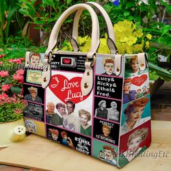 i love lucy vintage leather handbag, i love lucy leather top handle bag, shoulder bag, crossbody bag, vintage handbag