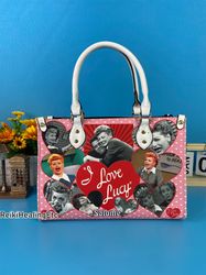 i love lucy vintage leather handbag, i love lucy leather top handle bag, shoulder bag, crossbody bag, vintage bag