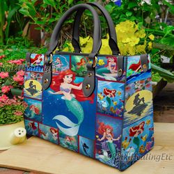 the little mermaid vintage leather handbag, the little mermaid leather top handle bag, shoulder bag, crossbody bag
