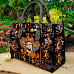 tigger winnie the pooh vintage leather handbag, winnie the pooh leather top handle bag, shoulder bag, crossbody bag