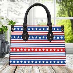 america stars and stipes bag july 4thmemorial day star design ladies handbag, patriotic vegan leather purse, summer bag