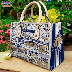 montana state bobcats leather handbag gift for women