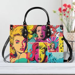 pop art handbag, retro-chic purse, unique print bag, trendsetter fashion, playful retro mod style purse pop art accesso