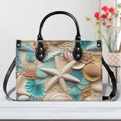 seashell design purse, ocean-inspired handbag, coastal chic fashion accessory, elegant seashell purse, beach lovers bag