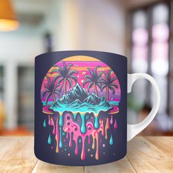 3d colorful dripping landscape mug, 11oz and 15oz mug, mug design