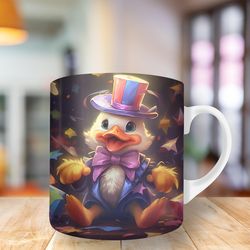 colorful duck clown with hat mug, 11oz and 15oz mug, mug design