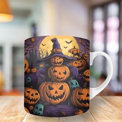 halloween pumpkin hat witch mug, 11oz and 15oz mug, mug design
