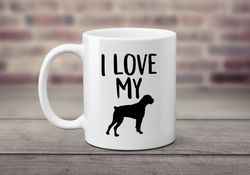 boxer lover coffee mug, i love my boxer, dog lover gift, pet lover, silhouette, gift for teacher