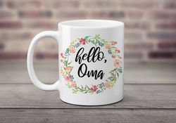 hello oma new grandmother gift coffee lover mug pregnancy announcement we re pregnant i m expecting