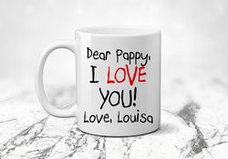 i love you pappy coffee mug custom name gift from grandchild childlike text gift for new grandfather
