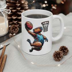 capybara basketball slam dunk madness tourney ceramic mug, best gift for basketball fans capybara lovers unique hoops