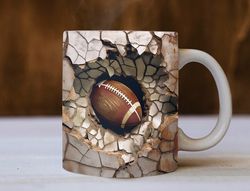 3d football in the crack mug, football mug design, 3d mug