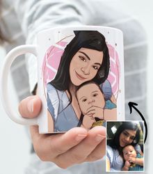 caricature mug, custom mug, cartoon portrait, personalized mug, photo to portrait mug, birthday, anniversary photo mug