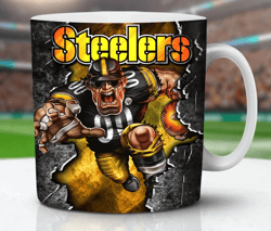 steelers american football mug, football mascot mug, game day mug, super bowl fan mug