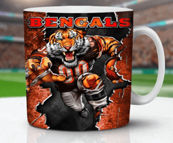 bengals american football mug, football mascot mug, game day mug, super bowl fan mug