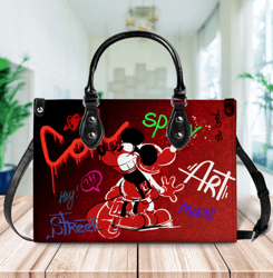 mickey leather bag, mickey lover's handbag, handbag,custom leathe