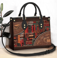 book lover leather bag, crossbody bag, woman shoulder bag,shopping bag,book purse,book leather handbag,book crossbody ba