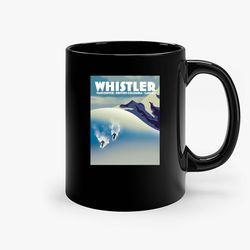 whistler british columbia canada ski poster ceramic mug, funny coffee mug, custom coffee mug