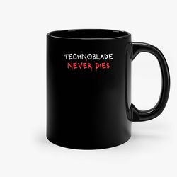 technoblade never dies funny ceramic black mug, funny gift mug, gift for her, gift for him