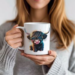 cute highland baby cow mug, cow gift for her, neighbor friend