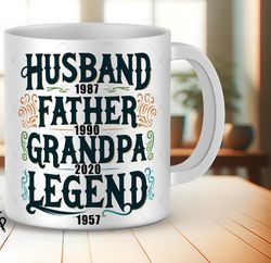 personalized dad mug wrap, legend since retro vintage mug, funny dad mug wrap designs, husband mug, grandfather mug