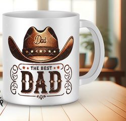 retro cowboy hat mug, best dad mug wrap designs, retro father day mug, father day mug wrap, retro dad mug