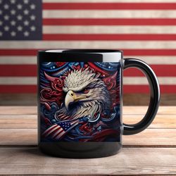 american eagle mug, usa mug, american flag mug, made in america mug, coffee mug, ceramic mug, black mug, made in usa