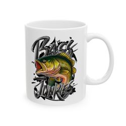 fishing lover mug, bass fisherman, bass fisherwoman, outdoors athletic mug, bass junkies mug, white ceramic mug,