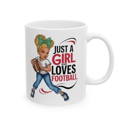 football lover mug, girl football lover mug, womens football mug, gift for her, ceramic mug,
