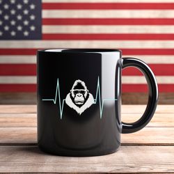 heart of an ape mug, ape strong coffee ceramic mug, black ceramic mug,