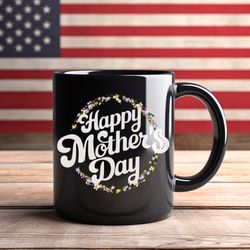 mothers day mug, mama day ceramic mug, black ceramic mug,